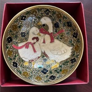 SOLD - Brass bowl / Trinket dish Featuring Ducks From The Brass Gallery